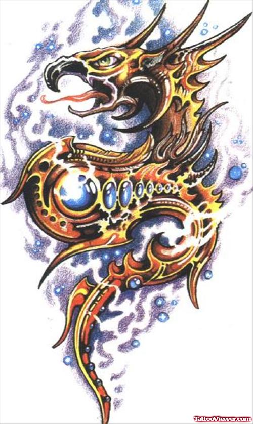 Trendy Colored Dragon Tattoo Design