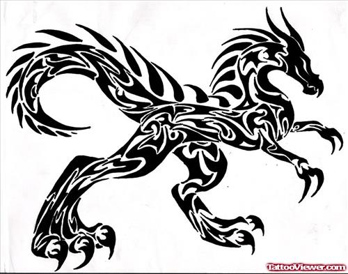 Raptor Tribal Dragon Tattoo Design
