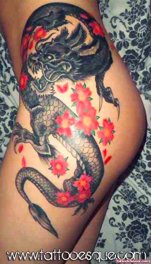 Nadia Dragon Tattoo On Side