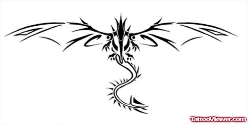 Large Wings Tribal Dragon Tattoo Design