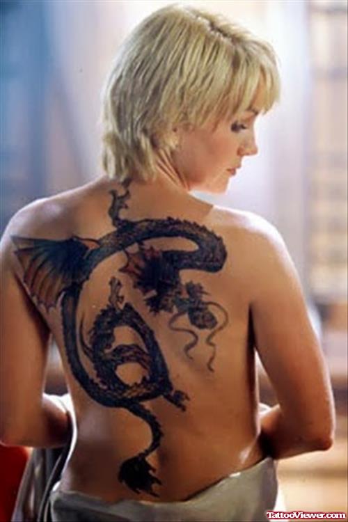 Girl With Dragon Tattoo On Back