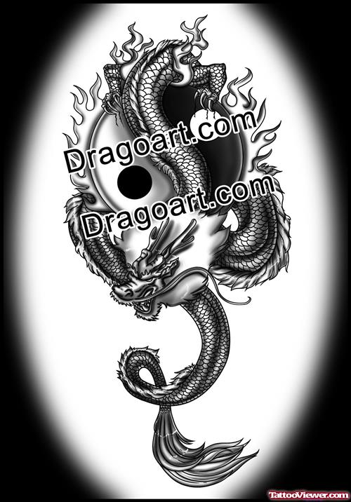 Dragon And Yin Yang Tattoo Design
