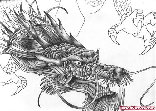 Chinese Dragon Head Tattoo Design