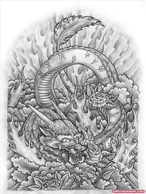 Beautiful Japanese Dragon Tattoo Design