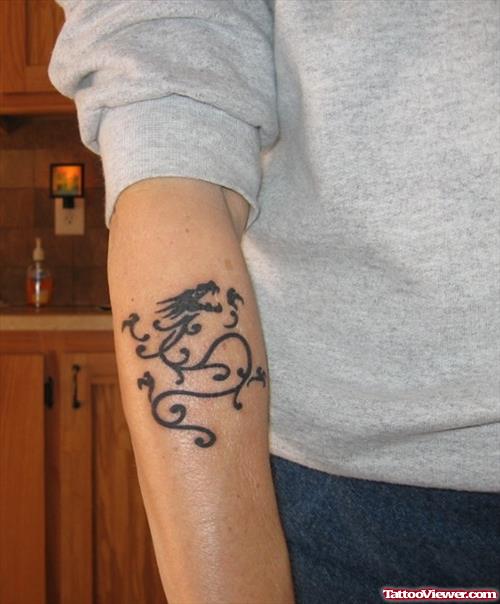 Black Dragon Tattoo On Right Arm
