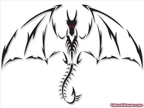 Beautiful Open Wings Dragon Tattoo Design