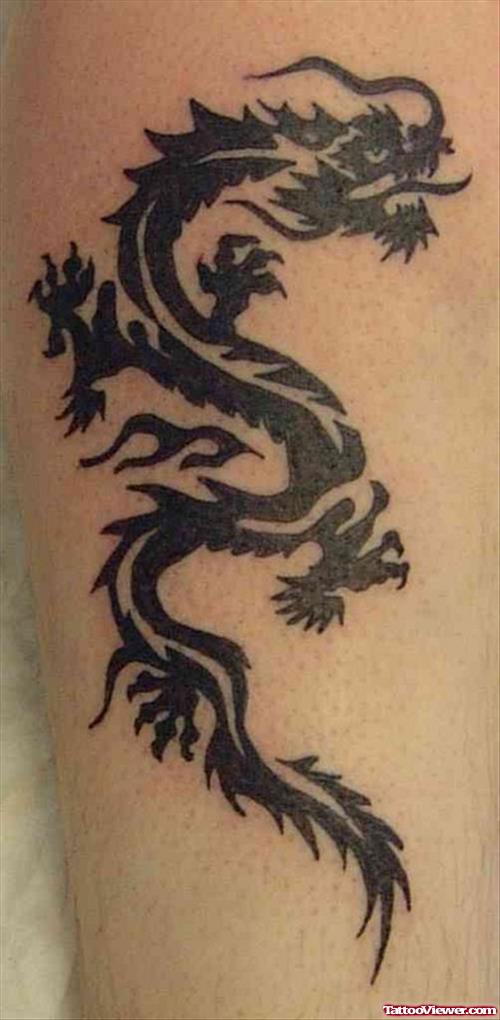 Classic Black Tribal Dragon Tattoo