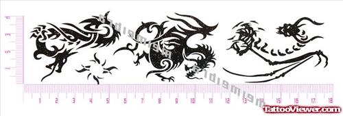 Unique Black Ink Dragon Tattoo Design