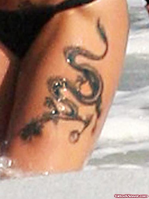 Dragon Tattoo On Girl Left Thigh