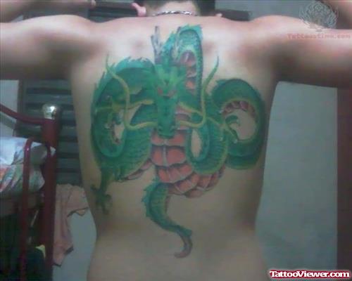Green Dragon Tattoo On Back