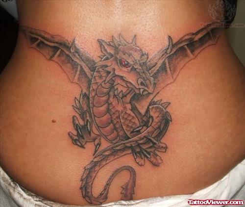 Flying Dragon Tattoo On Lowerback