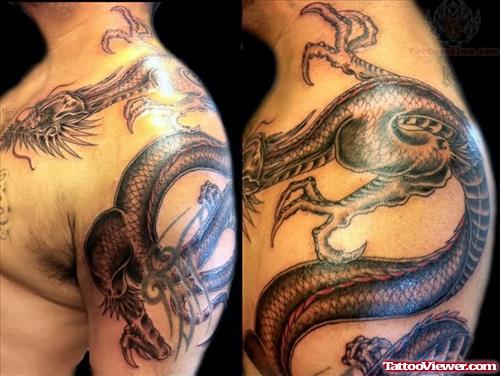 Dragon Tattoo On Men Shoulder
