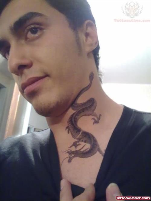 Dragon snake Tattoo On Neck