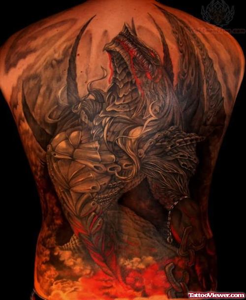 Dragon Color Tattoo On Full Back