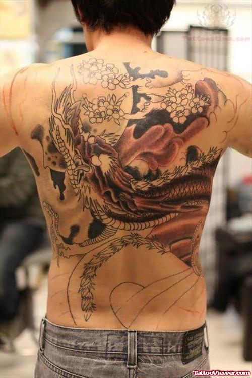 Color Japanese Dragon Tattoo On Back