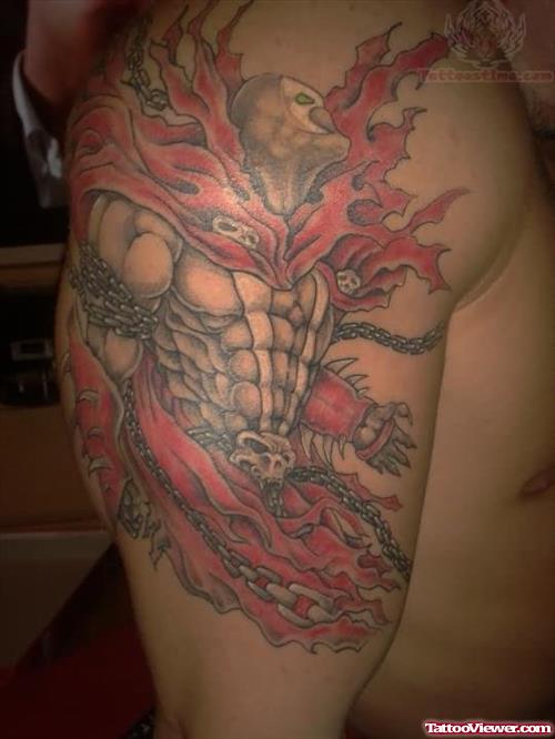 Color Dragon Tattoo On Left Shoulder