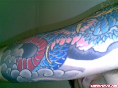 Color Ink Dragon Tattoo On Arm