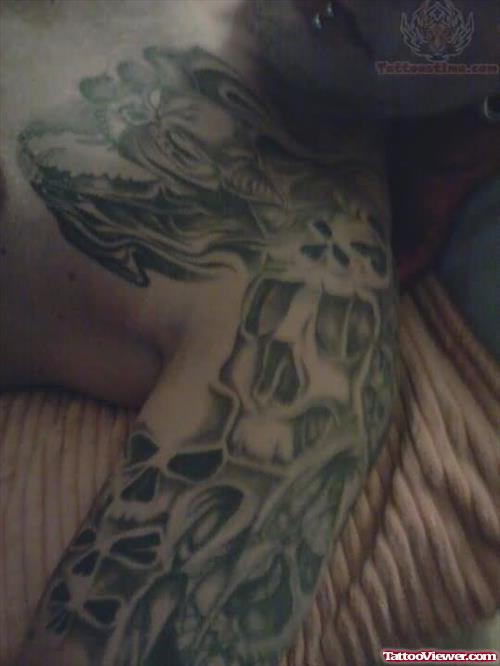 Dragon Tattoo On Upper Shoulder