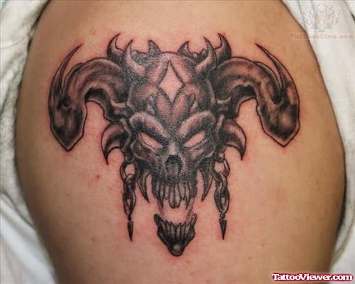 Dragon Skull Tattoo On Shoulder