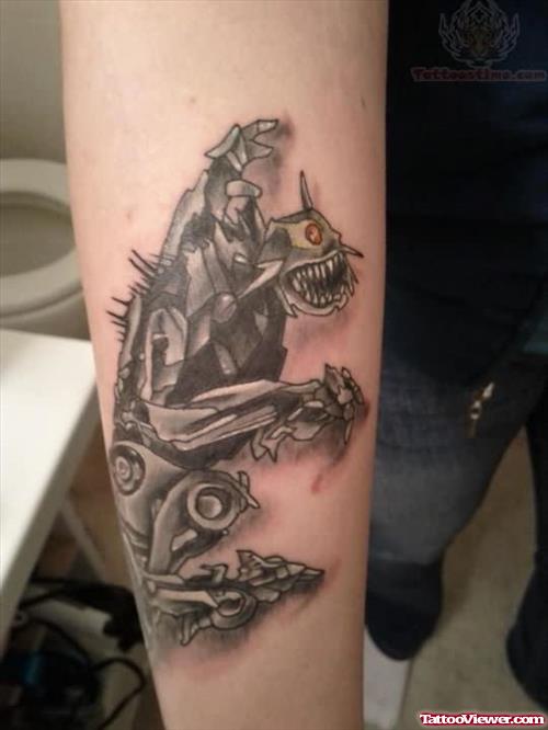 Metal Dragon Tattoo On Arm
