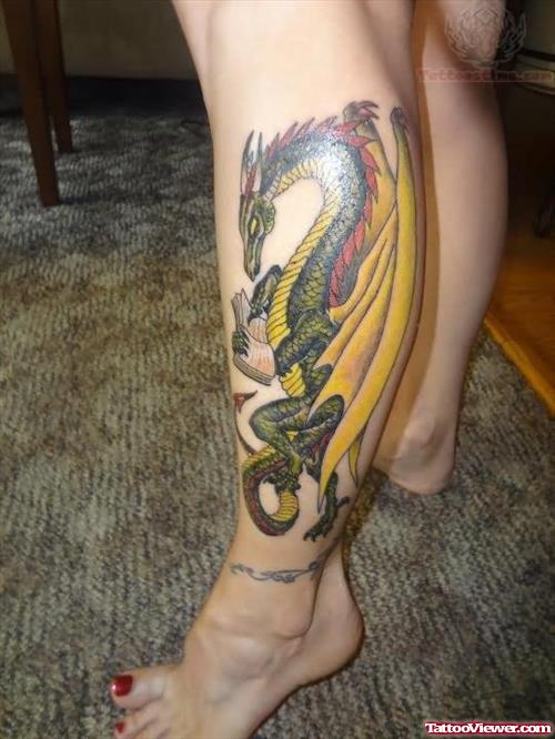 Dragon Tattoo on Left Leg
