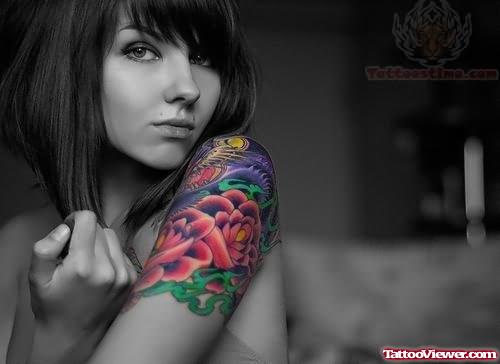 Dragon And Flower Tattoo
