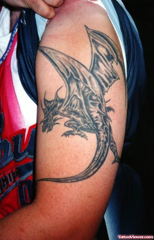 Flying Dragon Tattoo On Shoulder