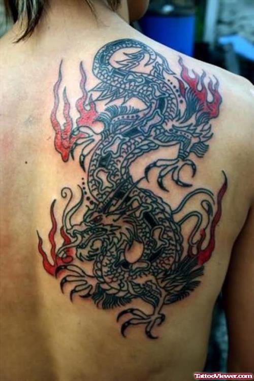 Dragon Coloured Tattoo Design On Back