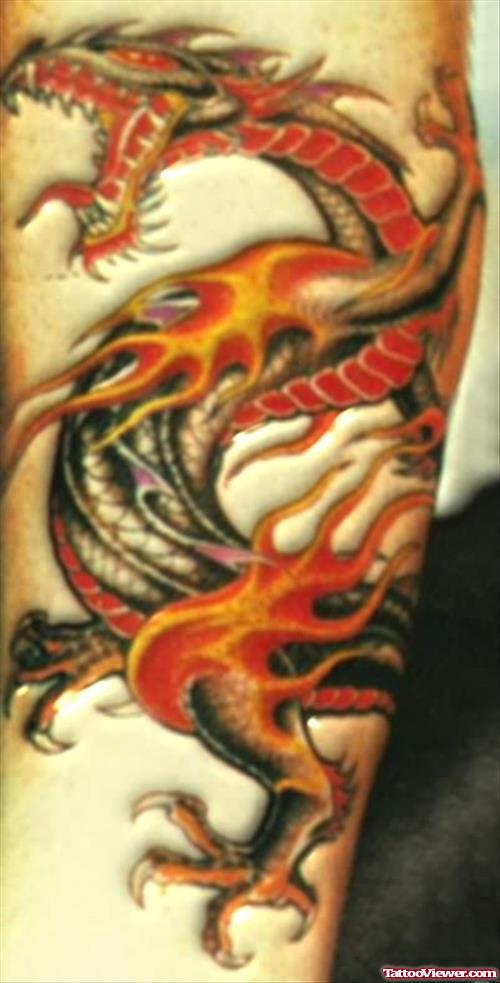 Colourful Angry Dragon Tattoo