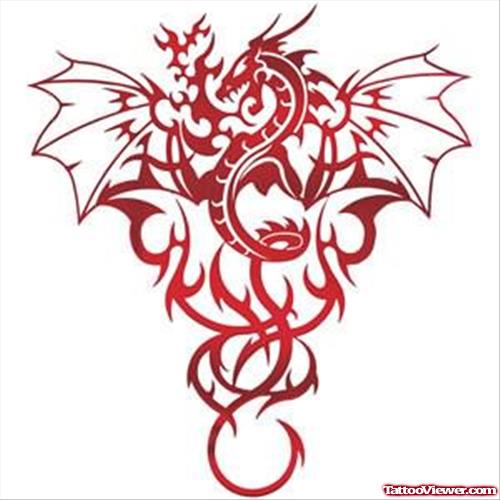 Red Dragon Tribal Tattoo