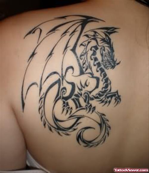 Outline Dragon Tattoo On Back