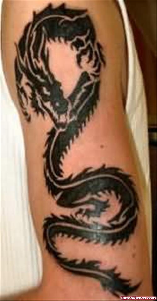 Stylish Dragon Tattoo On Bicep