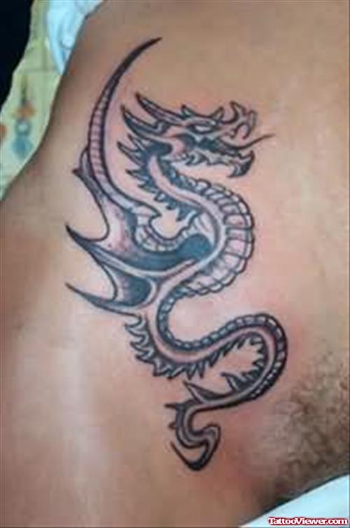 Elegant Dragon Tattoo On Rib