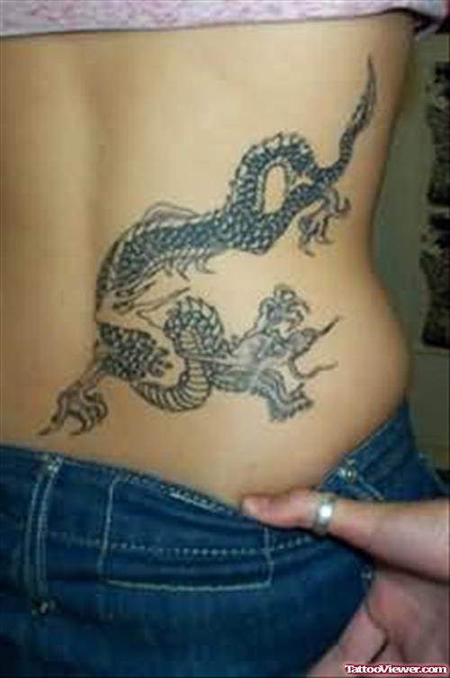 Awesome Dragon Tattoo On Lower Waist