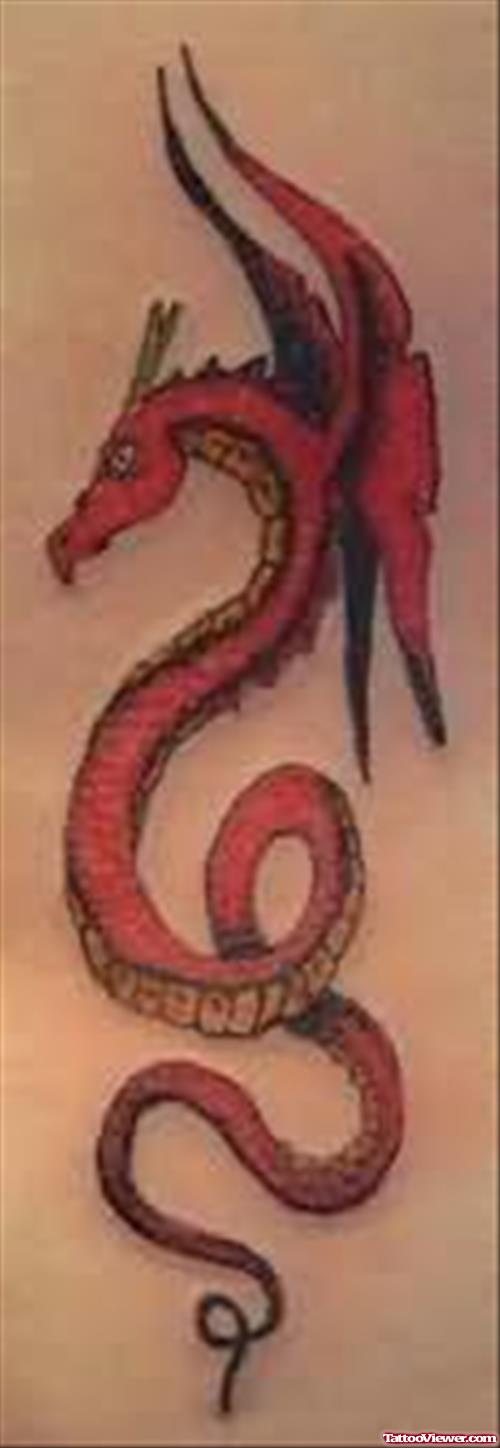 Trendy Red Dragon Tattoo