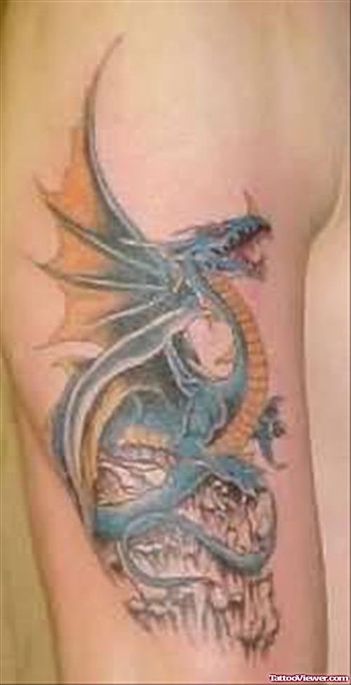 Terrific Dragon Tattoo On Muscles