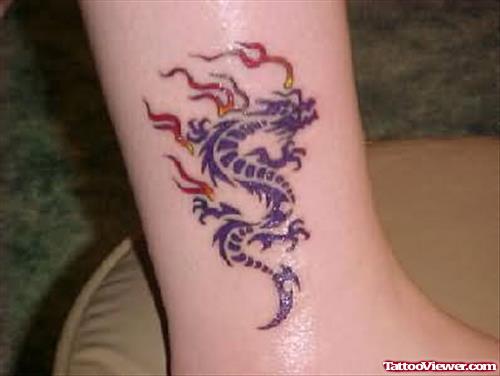 Sparkling Dragon Tattoo On Ankle