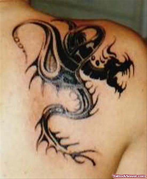 Fierce Dragon Tattoo On Back Shoulder