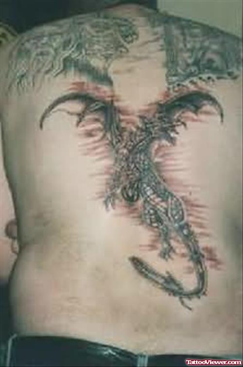 Elegant Dragon Tattoo On Back