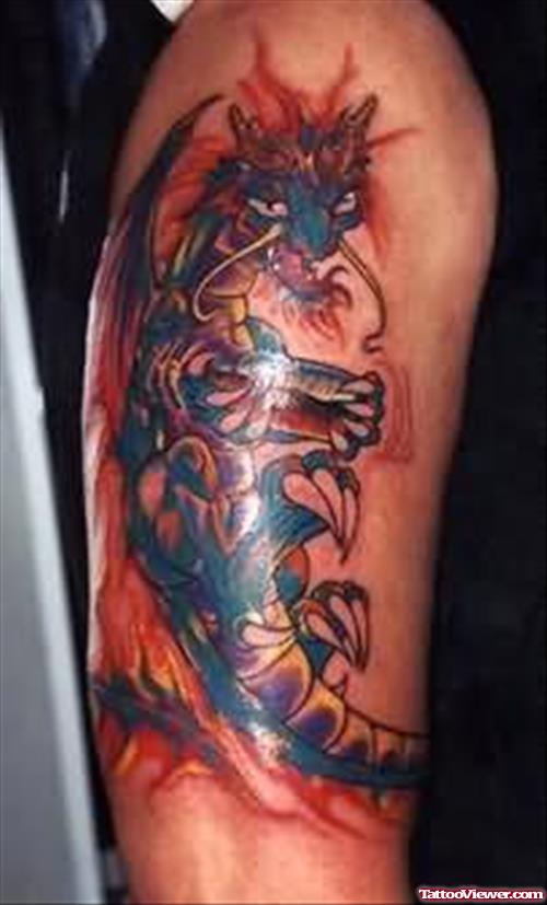 Angry Dragon Tattoo On Arm