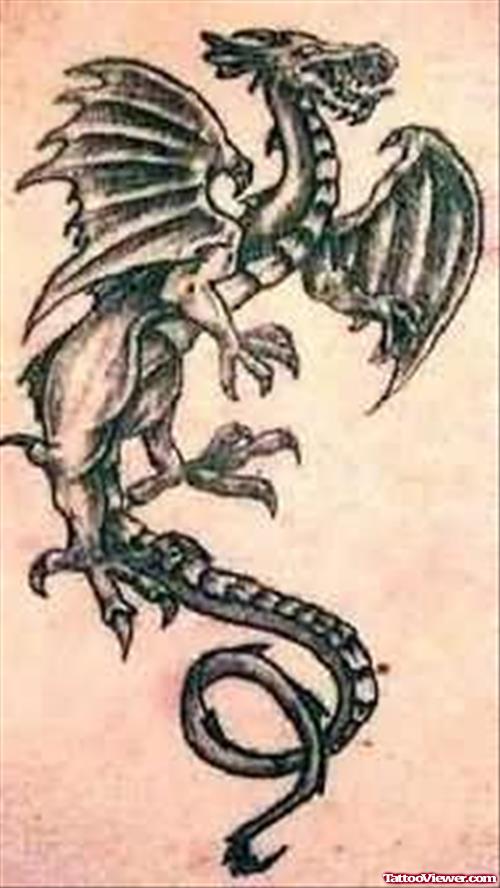 Stylish Bat Dragon Tattoo