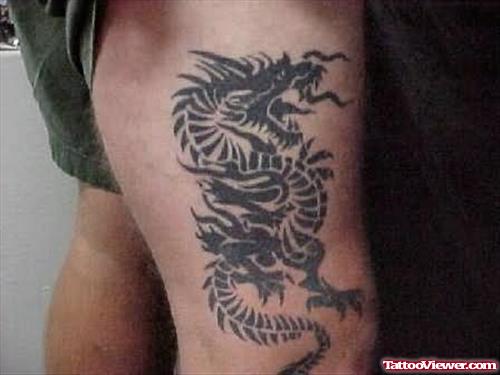 Elegant Dragon Tattoo On Leg