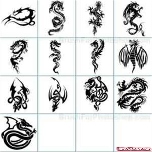 Black And White All Dragon Tattoos