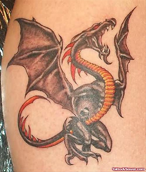 Yellow And Red Dragon Tattoo
