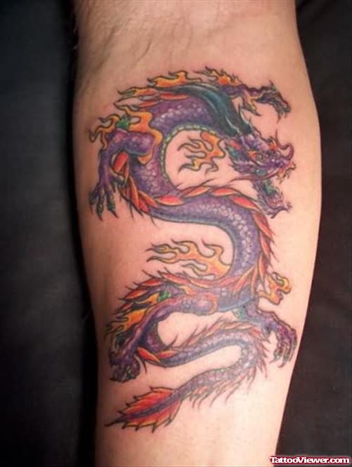 Dragon on Fire Tattoo Design