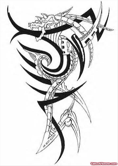 Tribal Dragon Tattoo Design Style