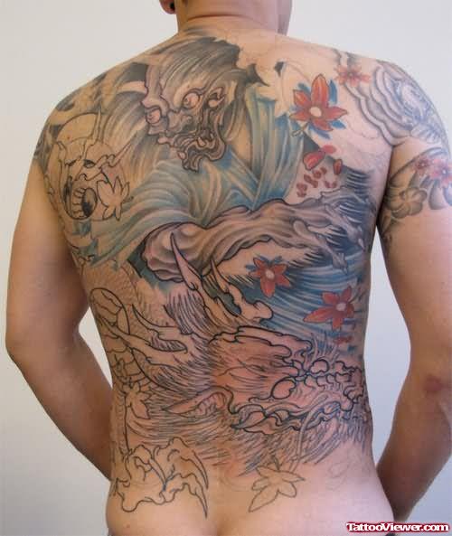 Dragon World Tattoo On Back