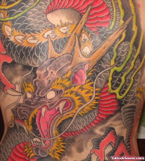 Coloured Awesome Dragon Tattoo