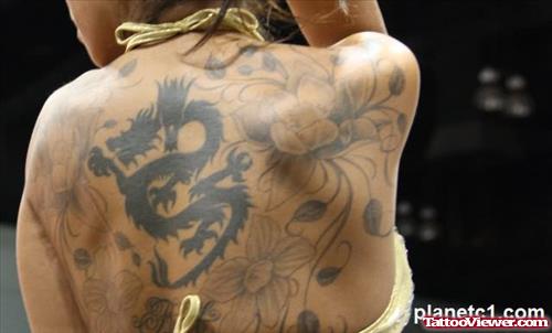 Black Dragon Tattoo On Back