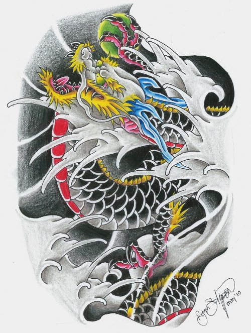 Best Colored Dragon Tattoo Design
